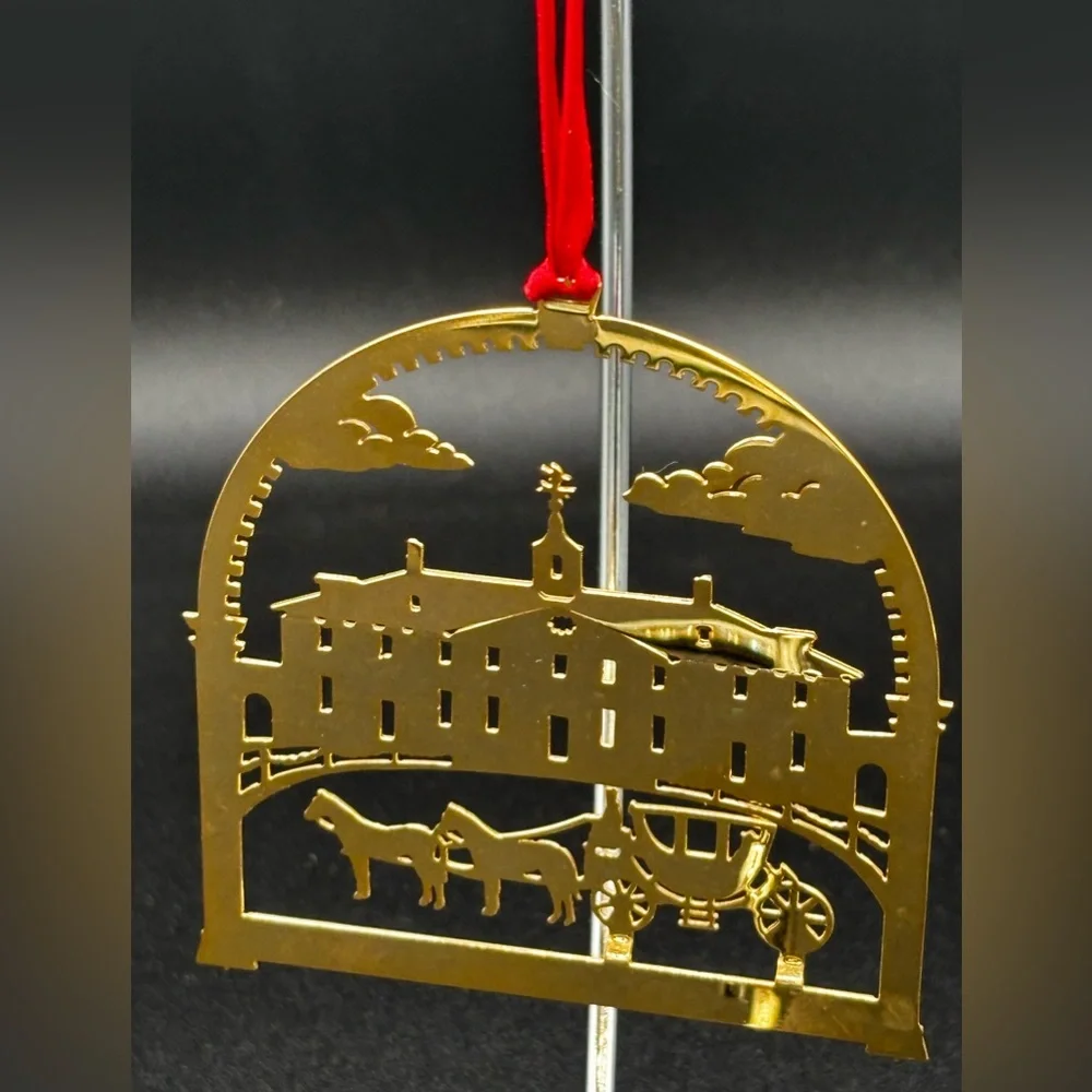 Mount Vernon 1991 Christmas Ornament Brass George Washington Home In Box